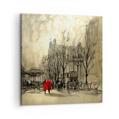 Schilderen op canvas - Een date in de Londense mist - 60x60 cm