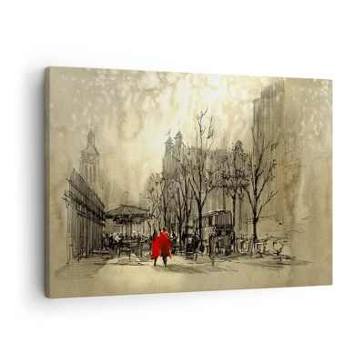 Schilderen op canvas - Een date in de Londense mist - 70x50 cm