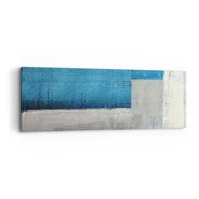 Schilderen op canvas - Een poëtische compositie van grijs en blauw - 90x30 cm