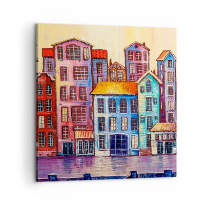 Schilderen op canvas - Een stad als uit een sprookje - 60x60 cm