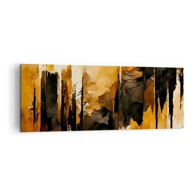 Schilderen op canvas - Harmonie van zwart en goud - 140x50 cm