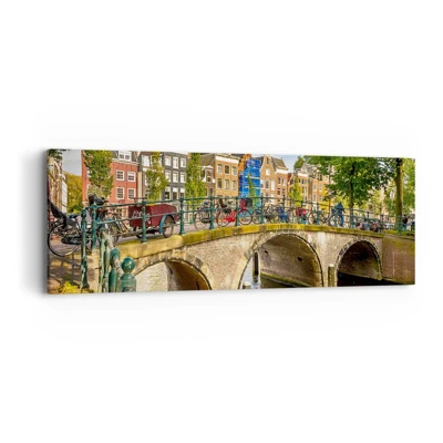 Schilderen op canvas - Lente aan de gracht - 90x30 cm