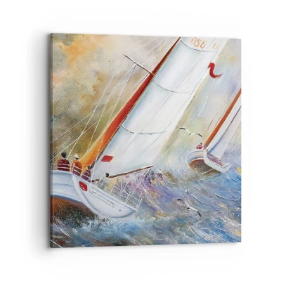 Schilderen op canvas - Lopend op de golven  - 70x70 cm