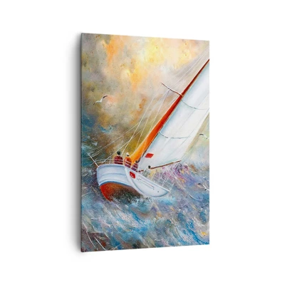 Schilderen op canvas - Lopend op de golven  - 80x120 cm