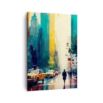 Schilderen op canvas - New York – zelfs de regen is hier kleurrijk - 50x70 cm
