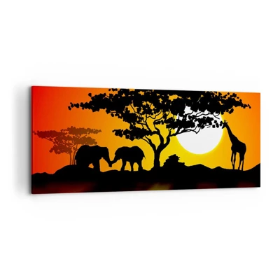 Schilderen op canvas - Ontmoeting in de savanne - 120x50 cm