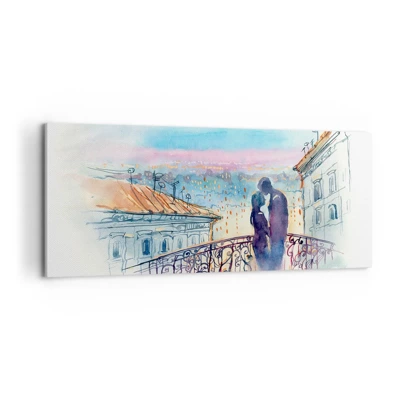 Schilderen op canvas - Parijs liefhebbers - 100x40 cm