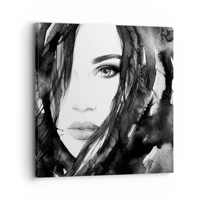 Schilderen op canvas - Portret van een dame in zwart en wit - 30x30 cm