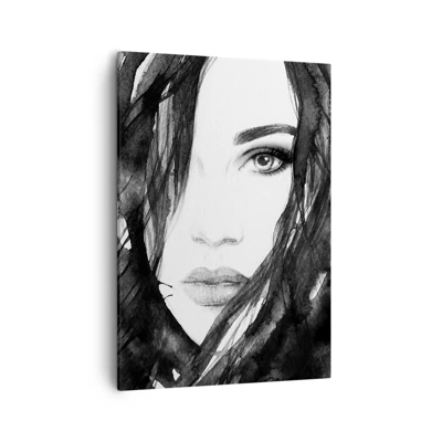 Schilderen op canvas - Portret van een dame in zwart en wit - 50x70 cm