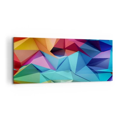 Schilderen op canvas - Regenboog origami - 100x40 cm