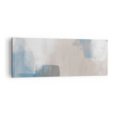 Schilderen op canvas - Roze abstractie achter een blauw gordijn - 140x50 cm
