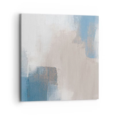 Schilderen op canvas - Roze abstractie achter een blauw gordijn - 70x70 cm