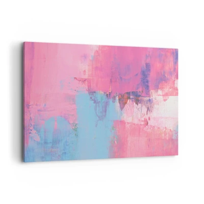 Schilderen op canvas - Roze, blauw en een vleugje licht - 120x80 cm