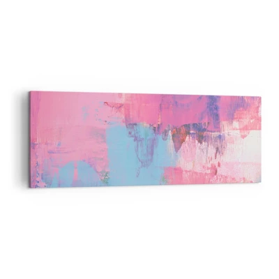 Schilderen op canvas - Roze, blauw en een vleugje licht - 140x50 cm