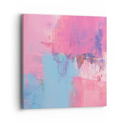 Schilderen op canvas - Roze, blauw en een vleugje licht - 40x40 cm