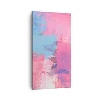 Schilderen op canvas - Roze, blauw en een vleugje licht - 55x100 cm