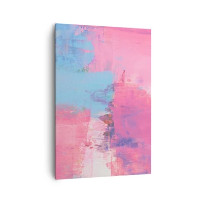 Schilderen op canvas - Roze, blauw en een vleugje licht - 70x100 cm