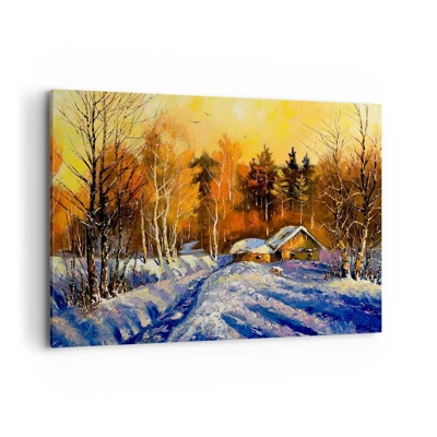 Schilderen op canvas - Winter impressie in de zon - 100x70 cm