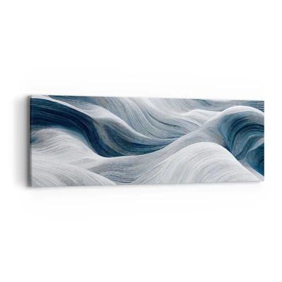 Schilderen op canvas - Witte en blauwe golven - 90x30 cm