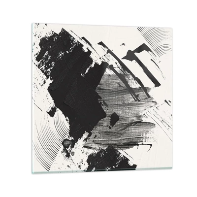 Schilderen op glas - Abstractie – expressie van zwart - 70x70 cm