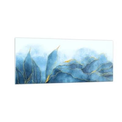 Schilderen op glas - Blauw in goud - 100x40 cm