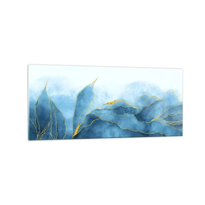 Schilderen op glas - Blauw in goud - 120x50 cm