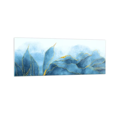 Schilderen op glas - Blauw in goud - 140x50 cm