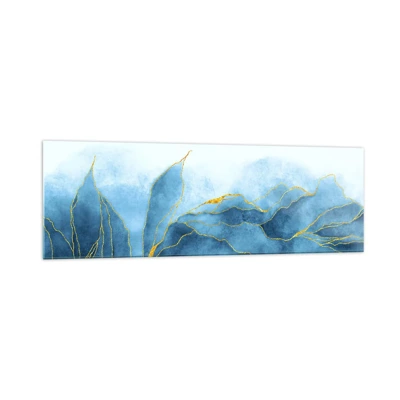 Schilderen op glas - Blauw in goud - 160x50 cm