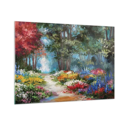 Schilderen op glas - Bostuin, bloemenbos - 100x70 cm