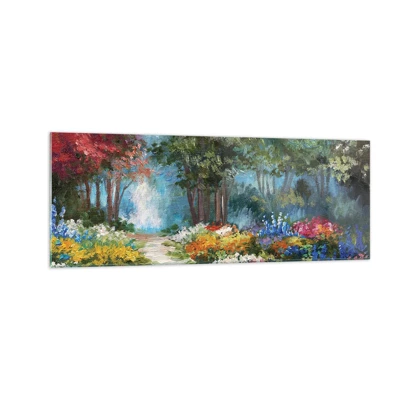 Schilderen op glas - Bostuin, bloemenbos - 140x50 cm