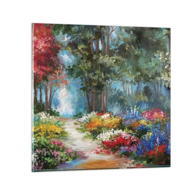 Schilderen op glas - Bostuin, bloemenbos - 60x60 cm