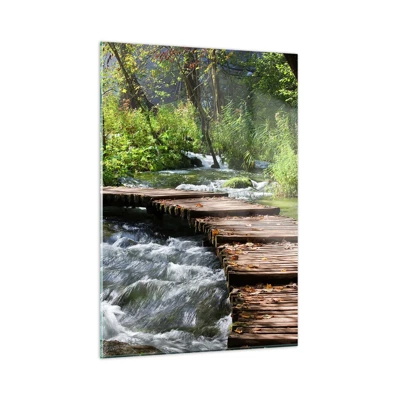 Schilderen op glas - Boven de schuimige waterval - 50x70 cm