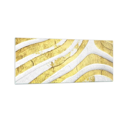 Schilderen op glas - Compositie in wit en goud - 100x40 cm