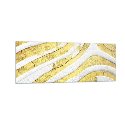 Schilderen op glas - Compositie in wit en goud - 140x50 cm