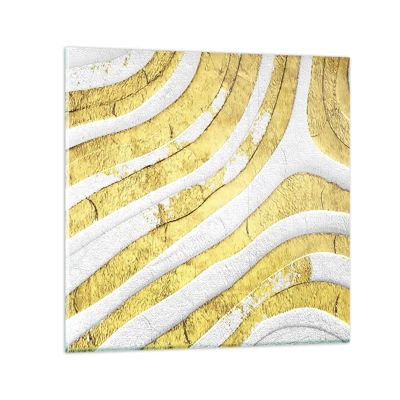 Schilderen op glas - Compositie in wit en goud - 30x30 cm
