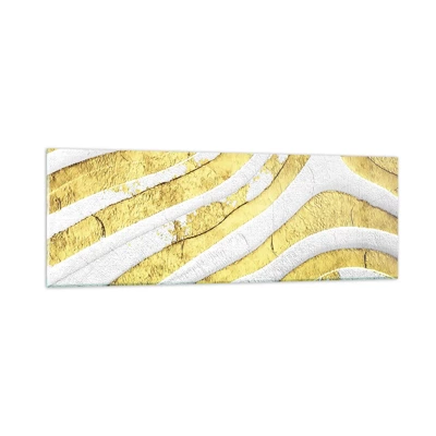 Schilderen op glas - Compositie in wit en goud - 90x30 cm