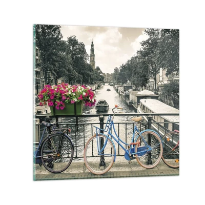 Schilderen op glas - De kleuren van de Amsterdamse straat - 70x70 cm