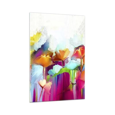 Schilderen op glas - De regenboog is tot bloei gekomen - 70x100 cm