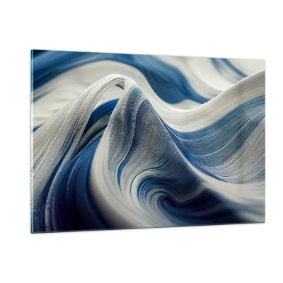 Schilderen op glas - De vloeibaarheid van blauw en wit - 120x80 cm