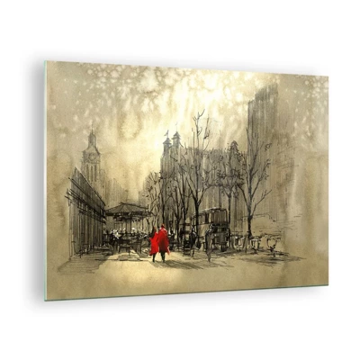 Schilderen op glas - Een date in de Londense mist - 70x50 cm