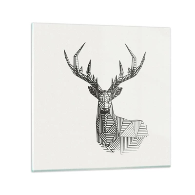 Schilderen op glas - Een hert in kubistische stijl - 50x50 cm