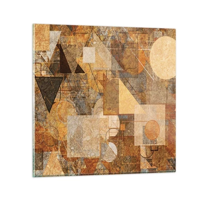 Schilderen op glas - Een kubistische studie van brons - 30x30 cm