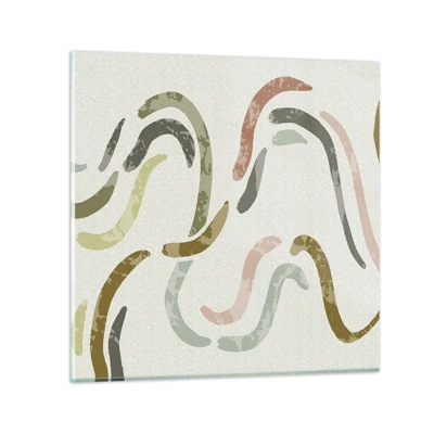 Schilderen op glas - Een vrolijke dans van abstractie - 30x30 cm