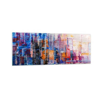 Schilderen op glas - Een vrolijke metropool - 140x50 cm
