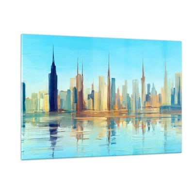 Schilderen op glas - Een zonnige metropool - 120x80 cm