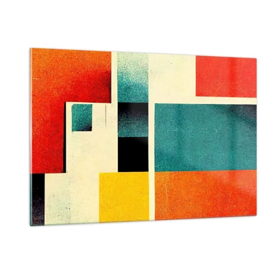 Schilderen op glas - Geometrische abstractie – goede energie - 120x80 cm