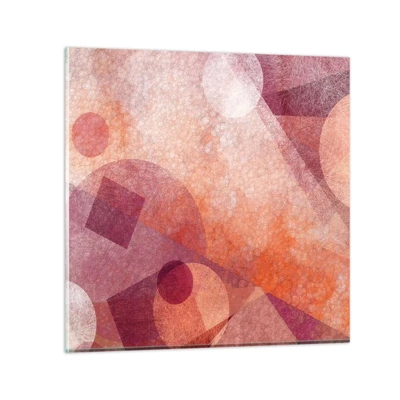 Schilderen op glas - Geometrische transformaties in roze - 70x70 cm