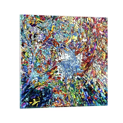 Schilderen op glas - Glas in lood druppel - 70x70 cm