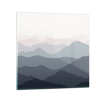 Schilderen op glas - Golven van de bergen - 70x70 cm