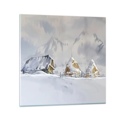 Schilderen op glas - In een besneeuwde vallei - 50x50 cm
